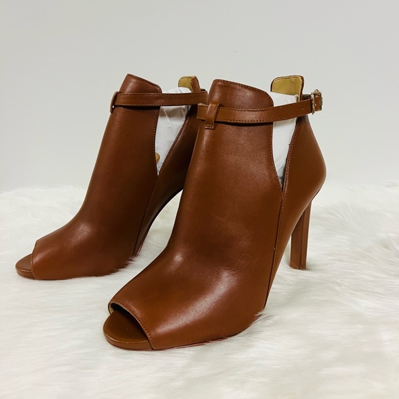 MICHAEL Michael Kors Lawson Leather Open-Toe Ankle Boot In Luggage Size … - Picture 2 of 10